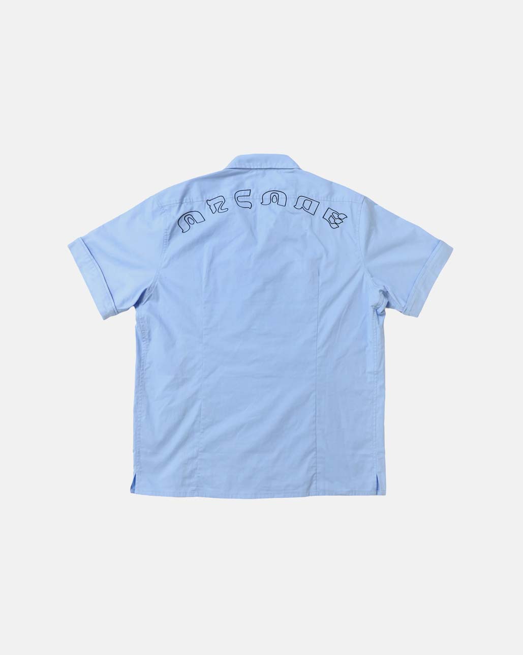Cotton Striped Bowling Shirt Baby Blue