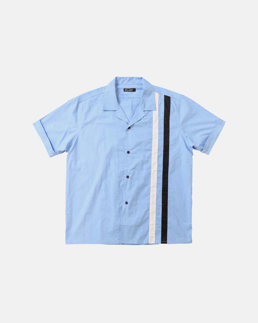 Cotton Striped Bowling Shirt Baby Blue